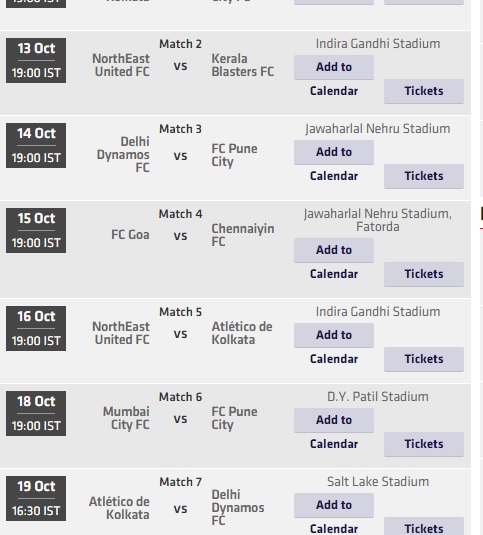 isl 2014 schedule