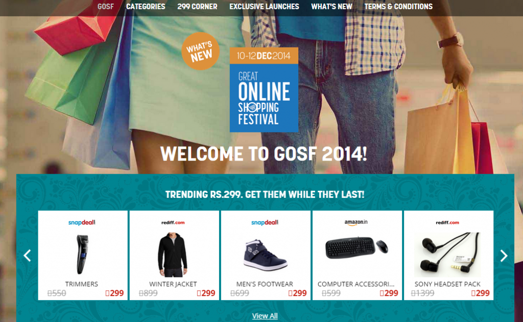 Gosf.in: 450 vendors offering discounts and rebates for online shoppers