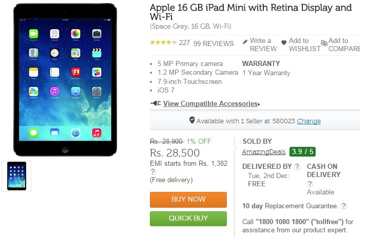 Buy Apple iPad Air 2 and iPad Mini 3 on Flipkart.com and Infibeam