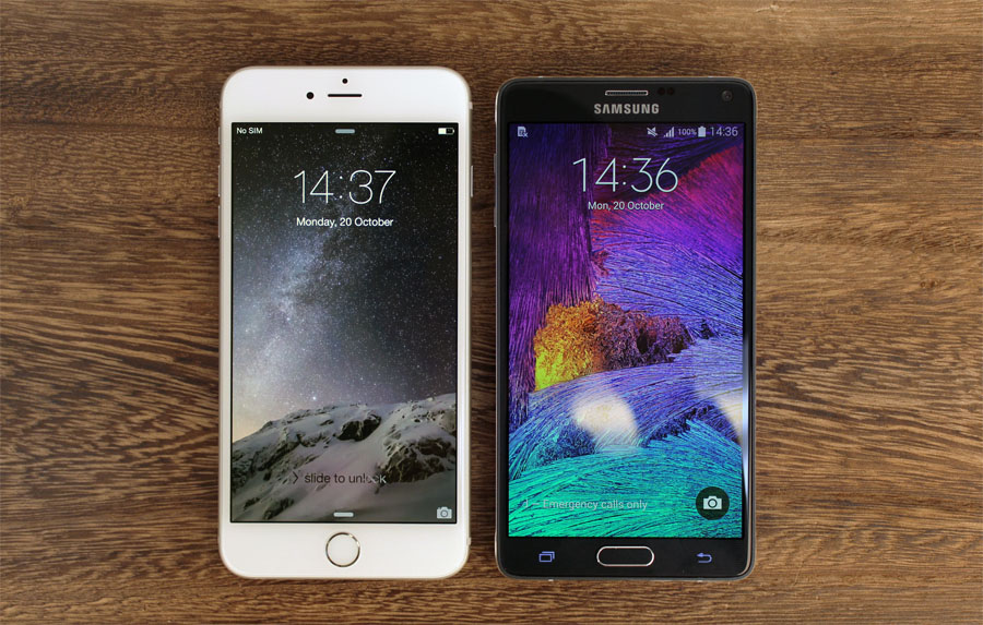 Apple iPhone 6 Plus vs Samsung Galaxy Note 4: iOS 8 vs Android Phablet specs comparison